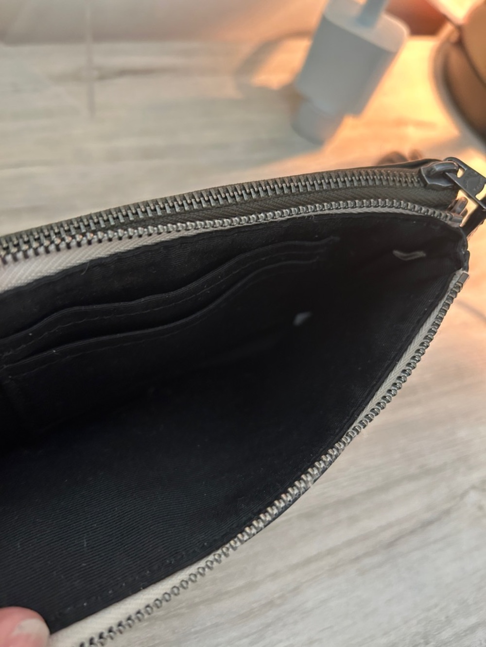 Coach Olive Green and Cream Pebbled Leather Double Zip Wristlet - Picture 7 of 10